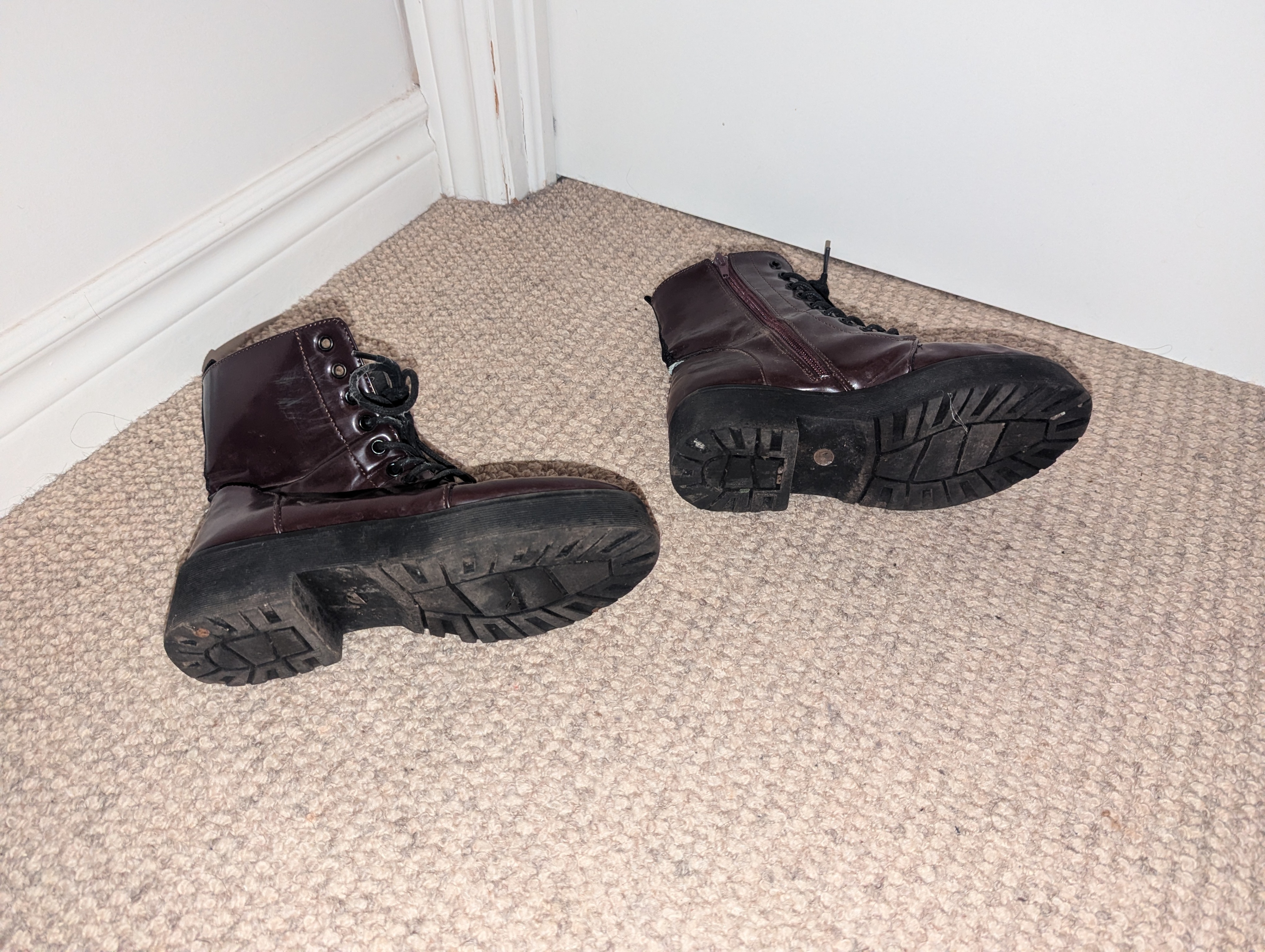 Burgundy Lace-Up Ankle Boots - photo 5