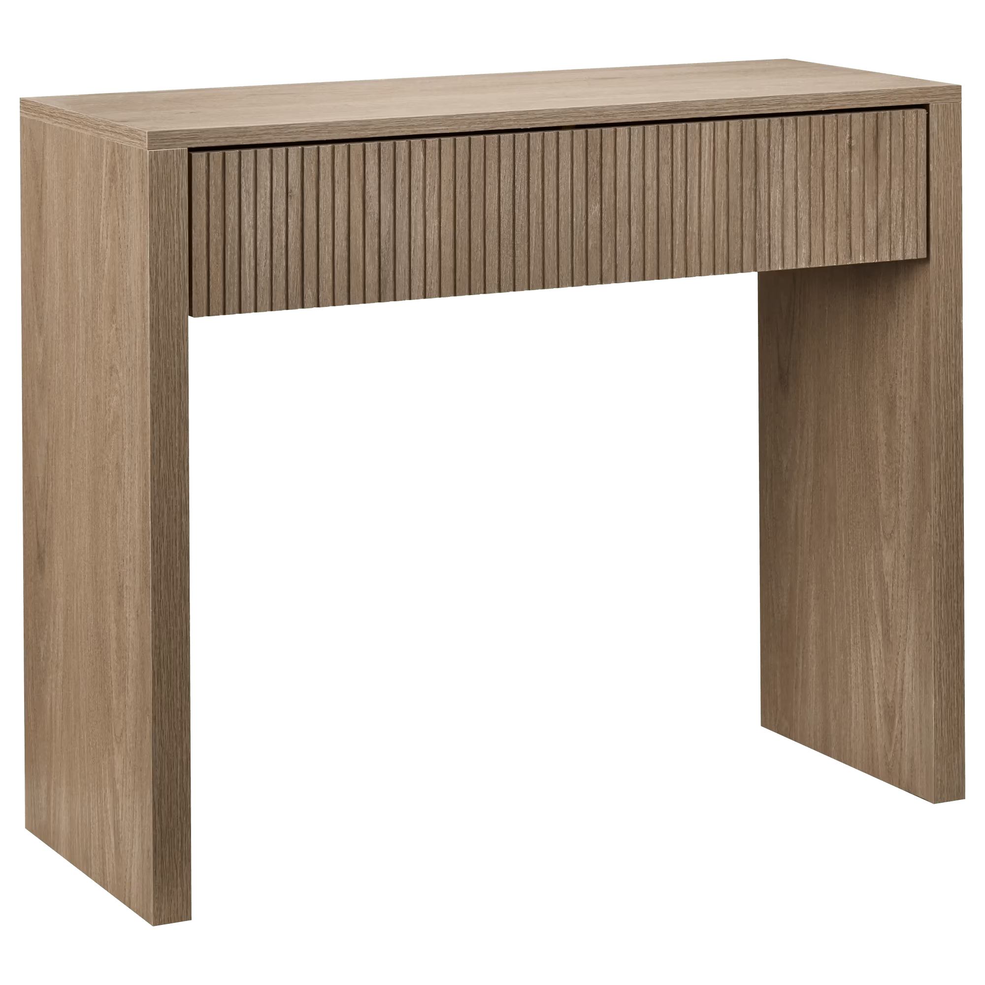 Natural Oak Wood Veneer Entryway Console Table with Drawer - photo 5