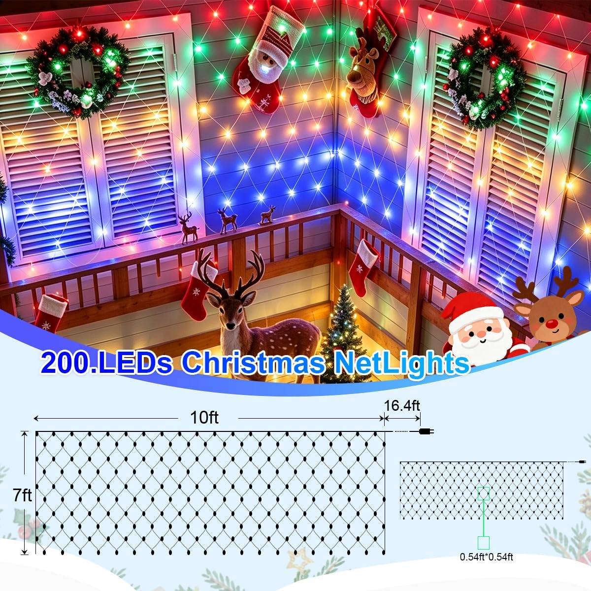 Festive Living Solar 200 LED Multicolor Net Lights 9.8' x 6.6' - photo 3