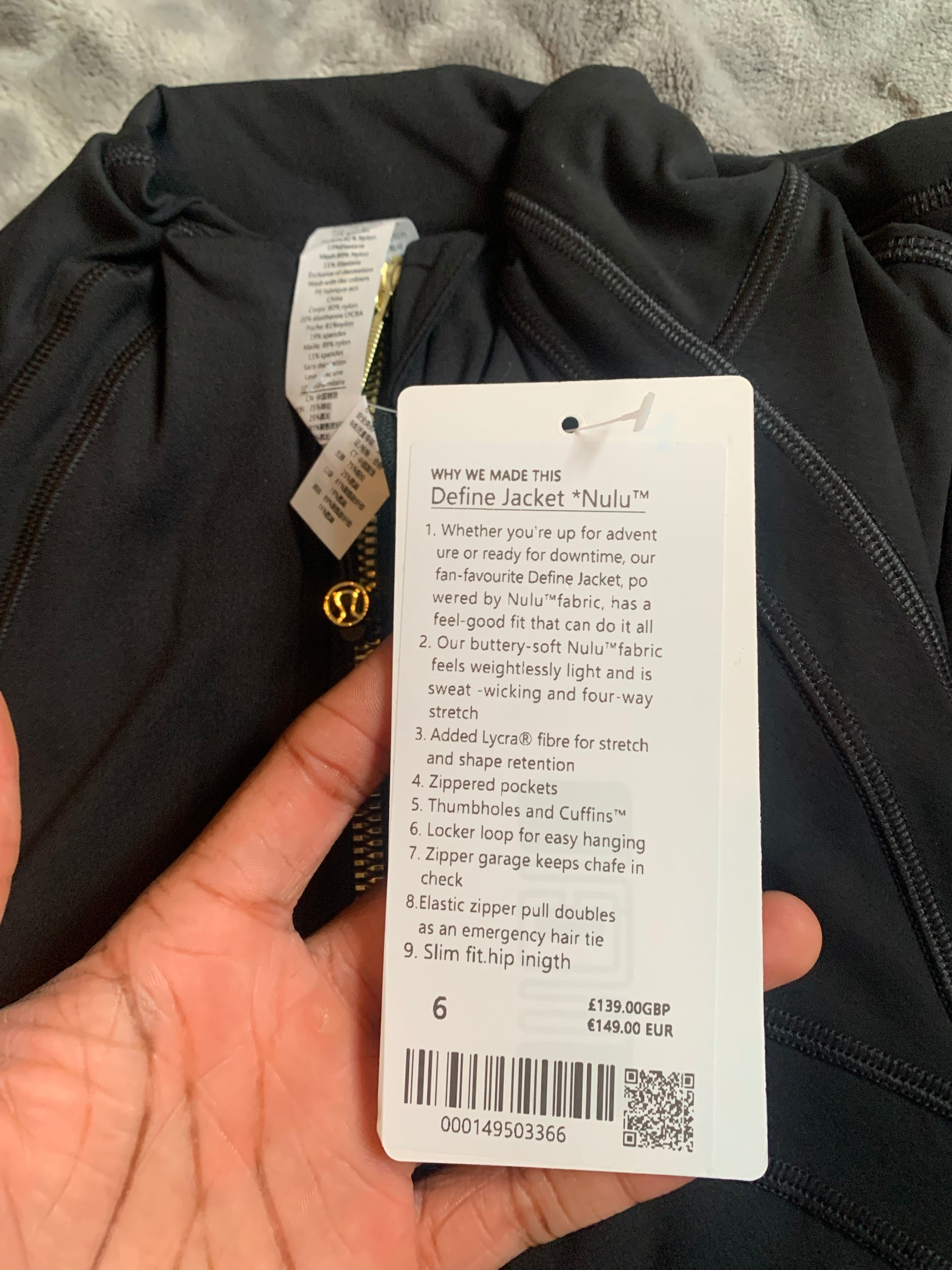 lululemon Define Jacket Nulu Size 6 Black — NWT, Sealed - photo 3