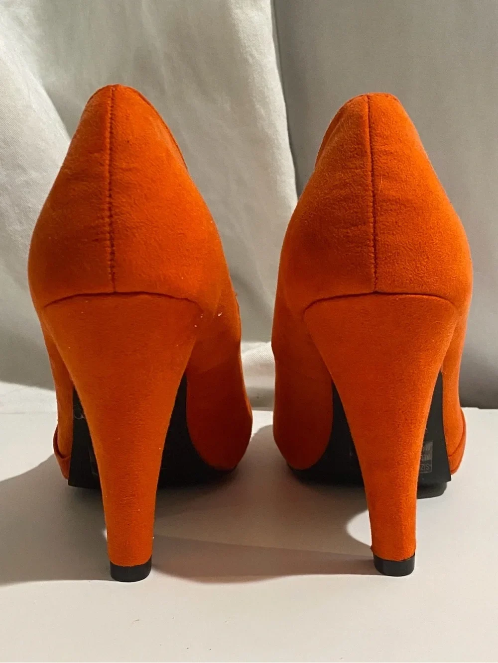 Qupid Women's 7 Orange Stilettos Peep Toe Platform Heels - photo 2