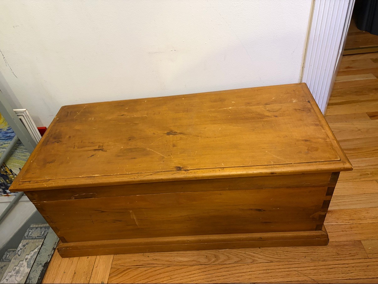 Vintage Wooden Blanket Chest - Dovetail Storage Trunk - photo 3