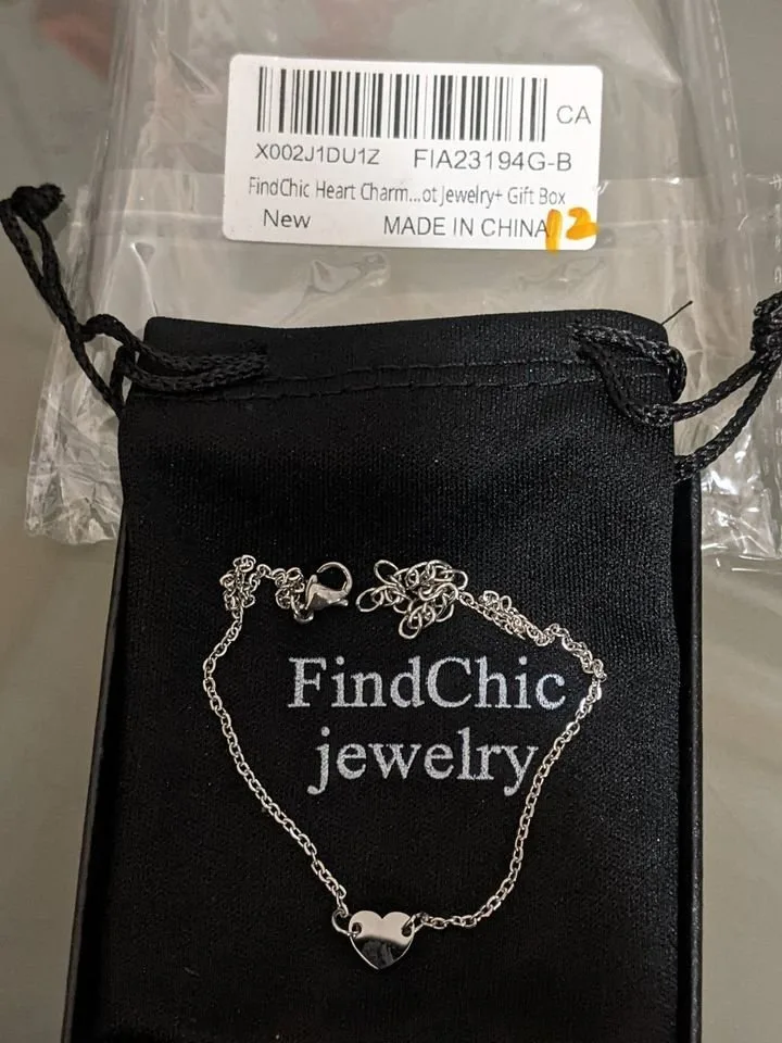 FindChic Personalized Cute Heart Charm Bracelets, letter B, New - photo 3