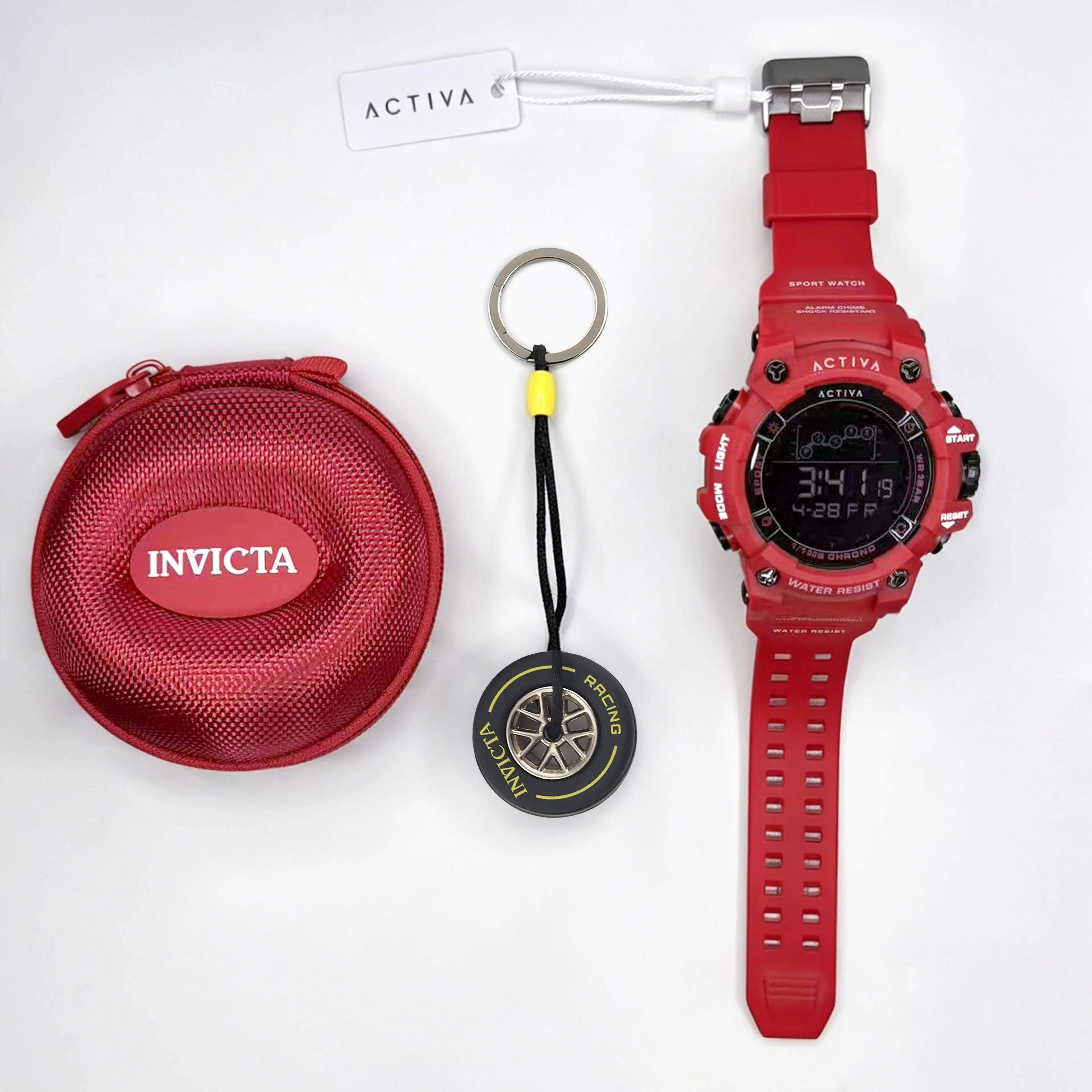 Activa Unisex 50mm ABS Red Black+Red dial Bundle
