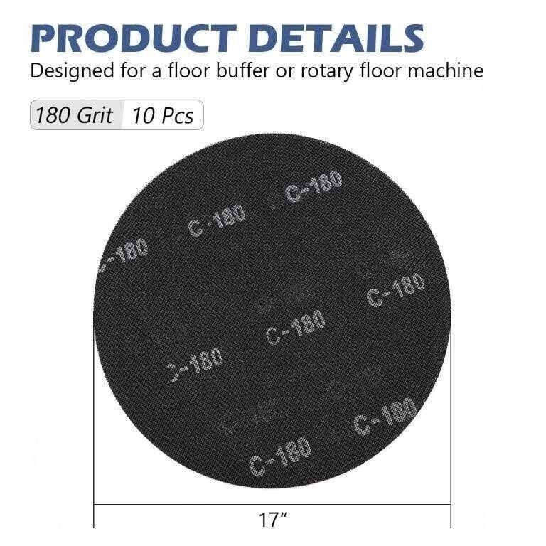 New HUALIUCHE 17" Floor Sanding Screen Discs (10 Pack, 180 Grit) - photo 2