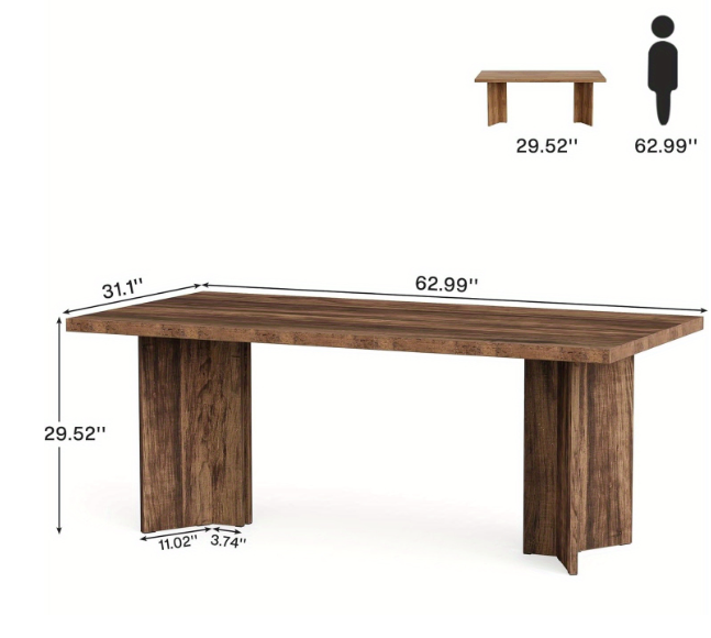 63-inch Executive Desk, Vintage Office Computer Desk Large Table - photo 4