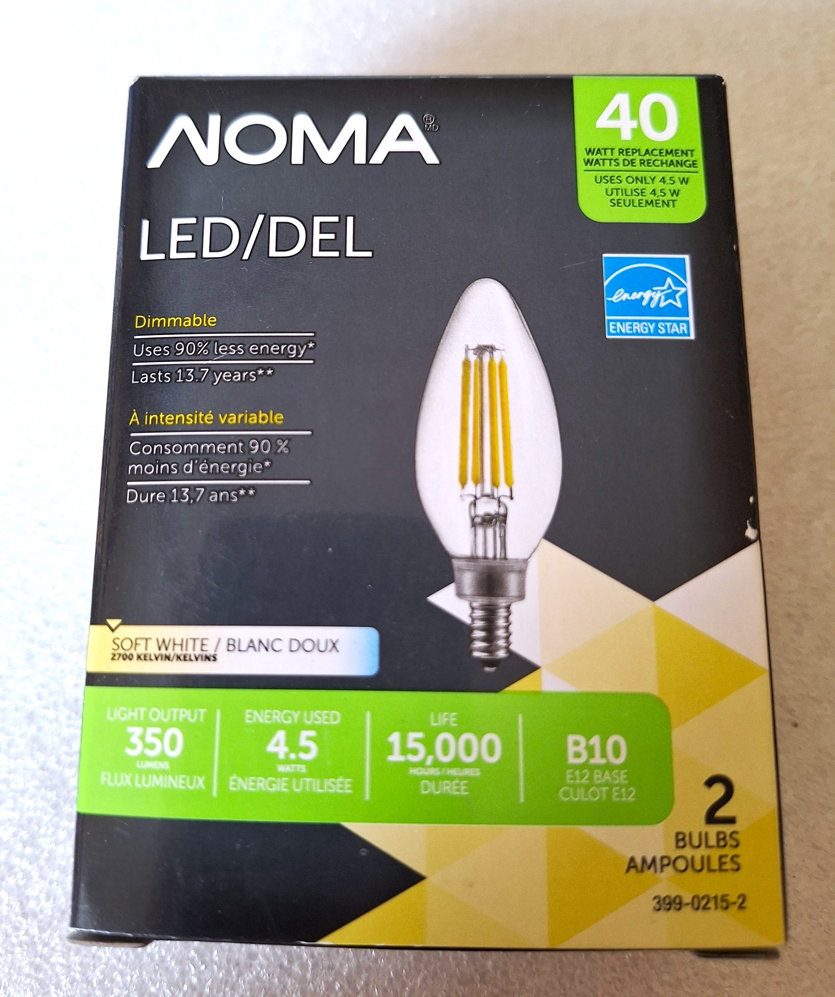 Noma B10 LED Dimmable Bulbs - 2 Pack