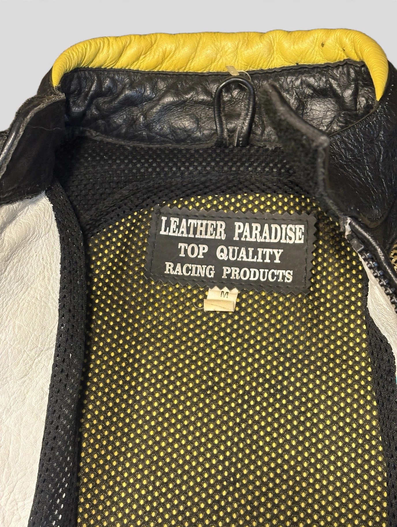 Men's Armoured Leather Motorcycle Racing Jacket Black Yellow M - photo 4