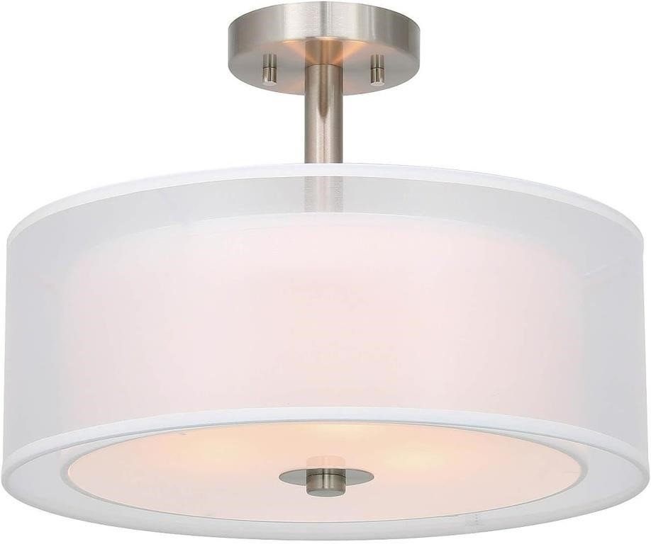 XiNBEi 16" Drum Semi Flush Ceiling Light Fixture, 3 Lights, E26