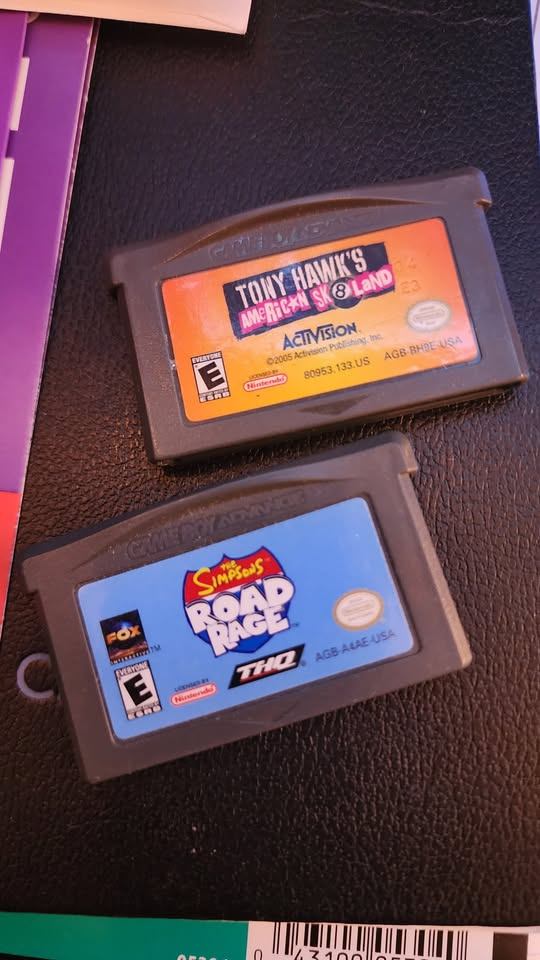 GBA games Tony Hawk's American Sk8land & The Simpsons Road Rage