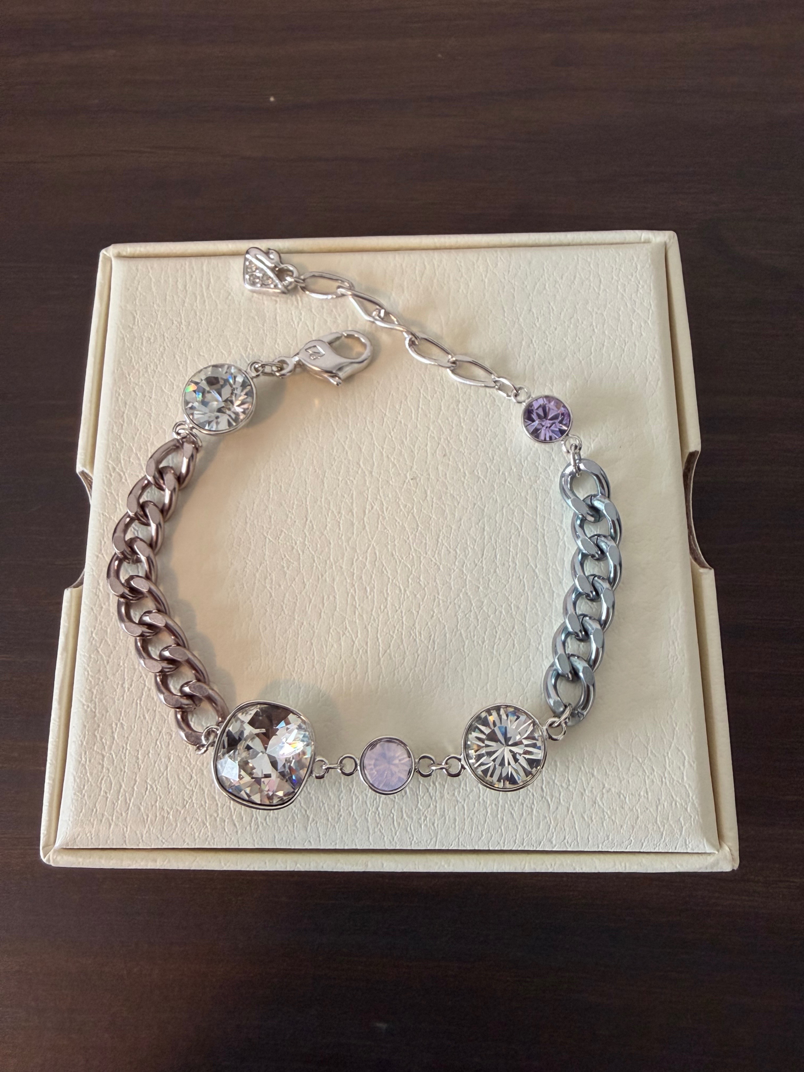 Vintage Swarovski Mixed Stone Chain Bracelet