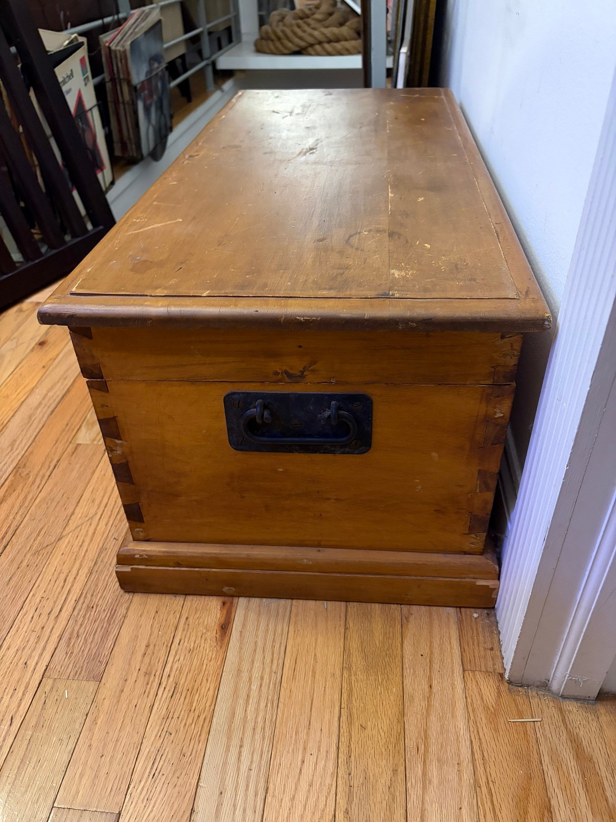 Vintage Wooden Blanket Chest - Dovetail Storage Trunk - photo 2