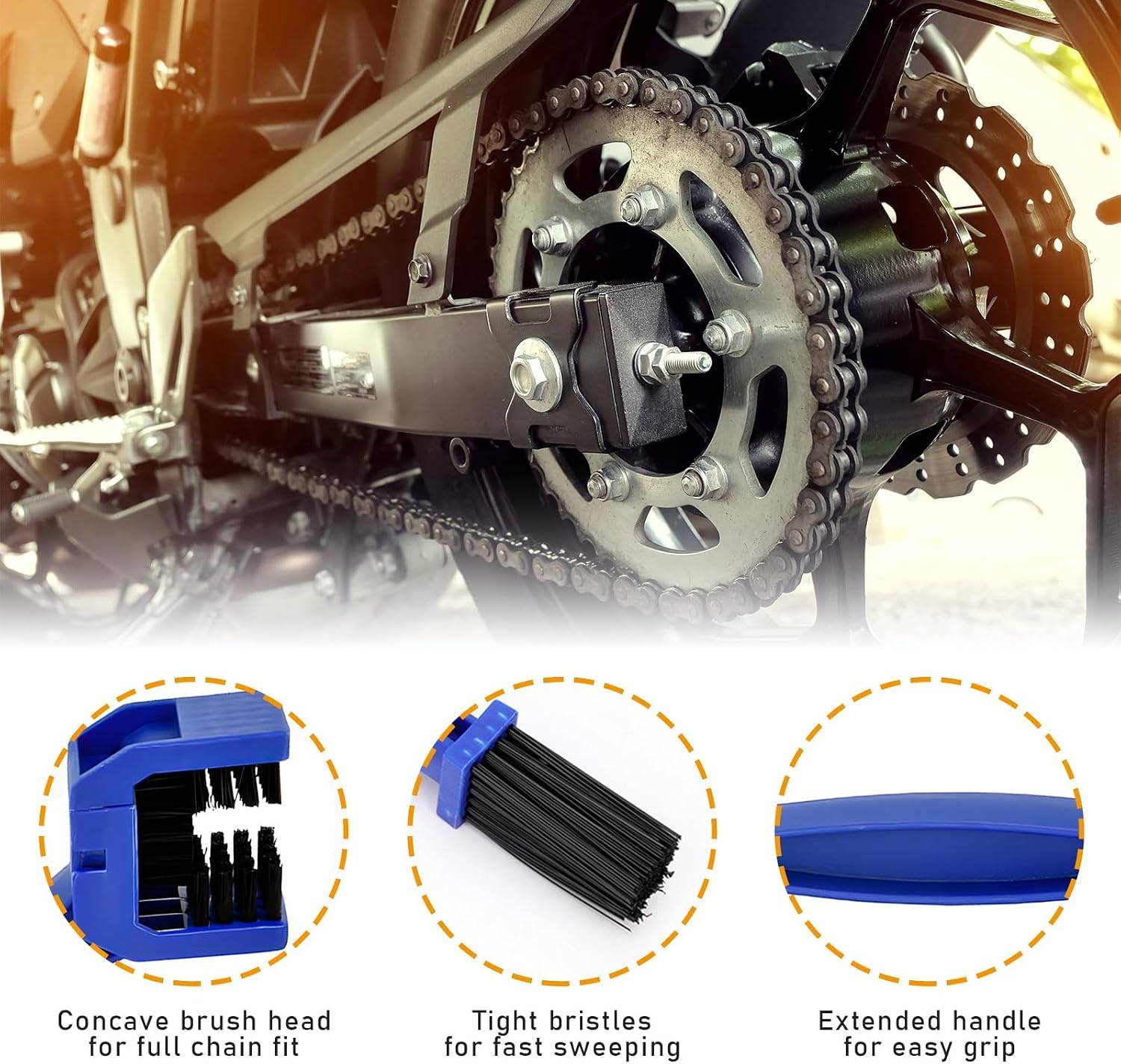 Dickno 2PCS Motorcycle & Bicycle Chain Cleaning Brushes - photo 2