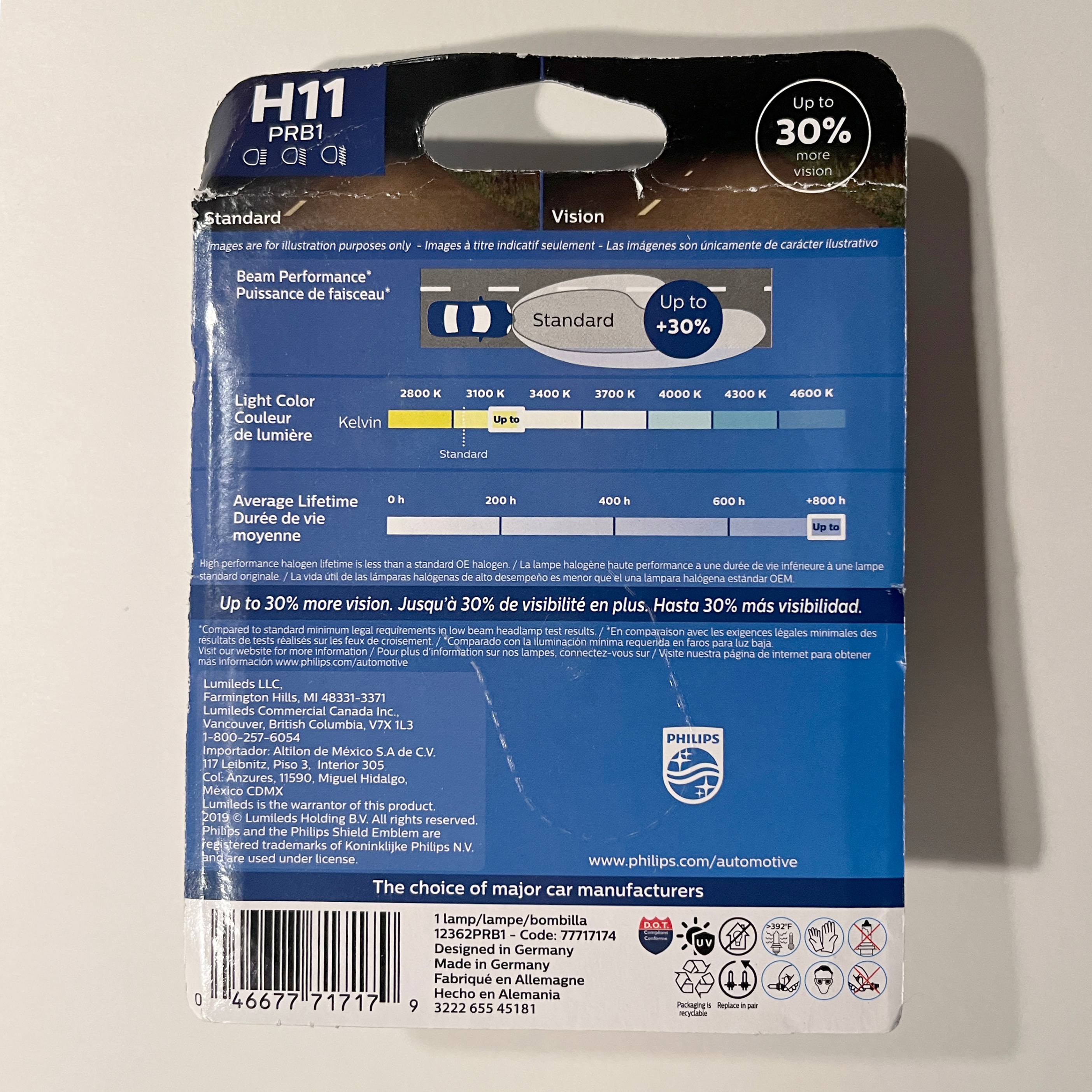 PHILIPS H11 Vision Headlight Bulb (Single, Brand New in Box) - photo 2
