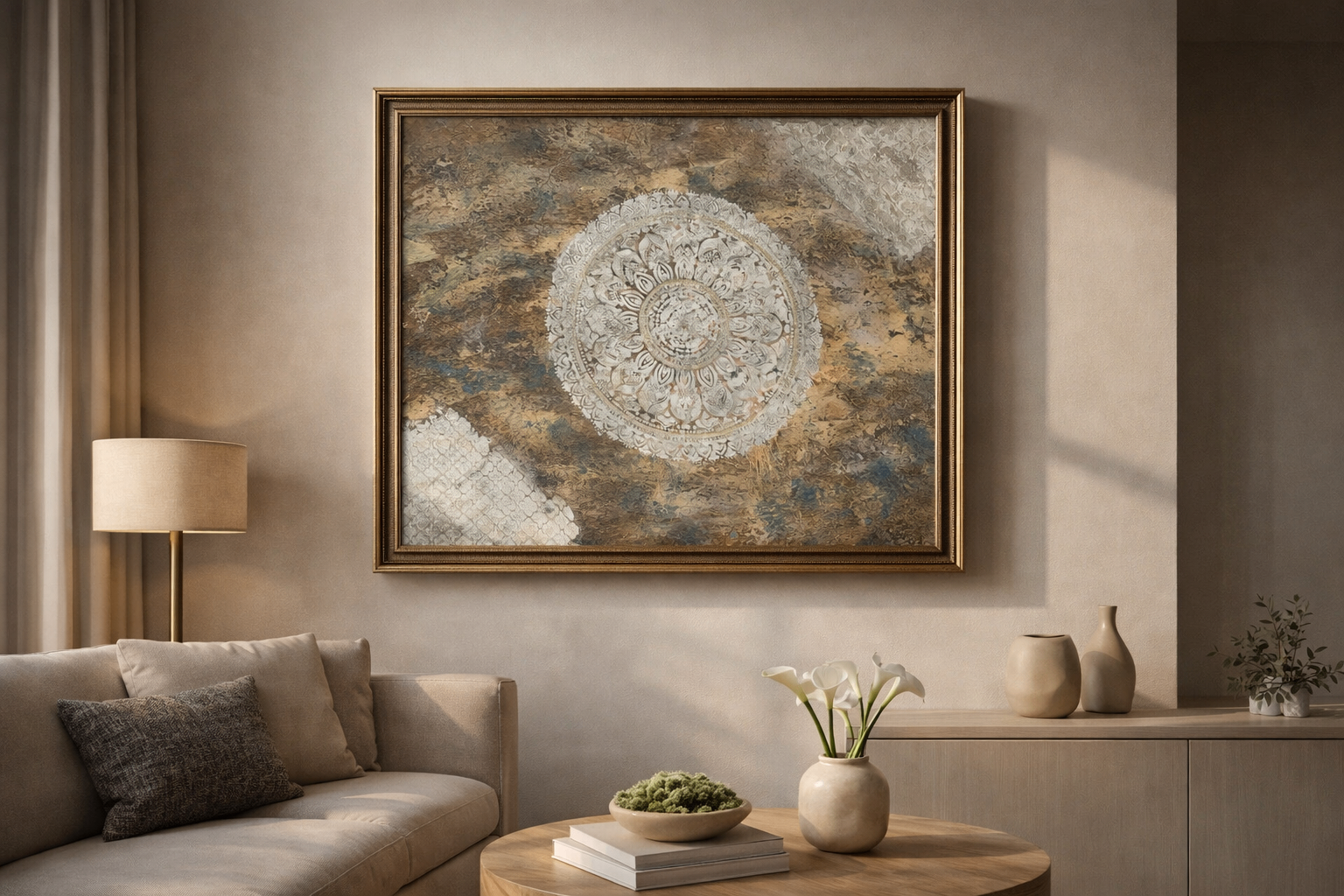 Patina modern painted canvas
