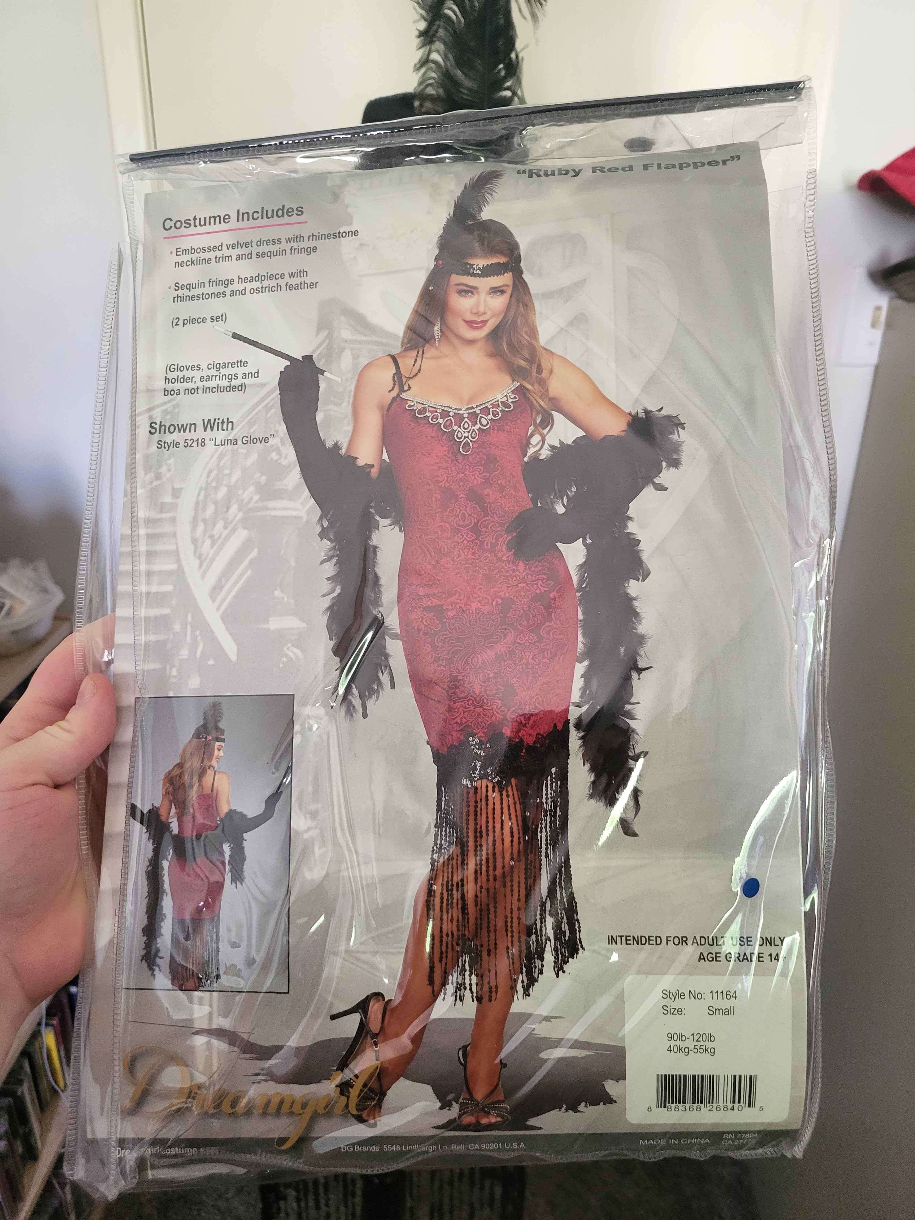 Red Stretchy Flapper Dress W/ Head Band