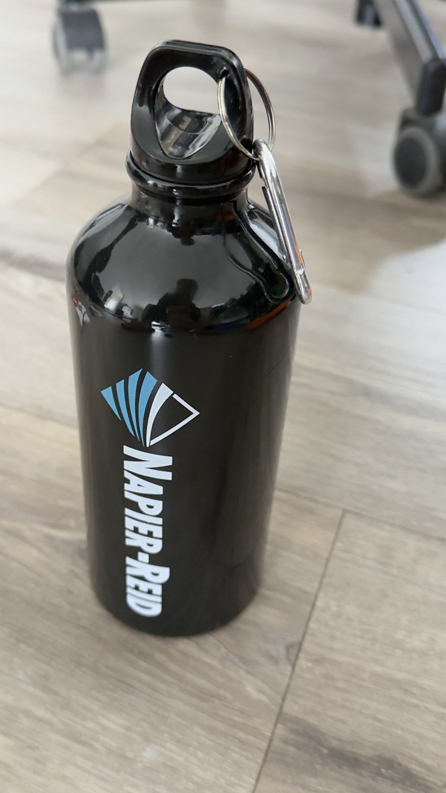 Black Aluminum Water Bottle with Carabiner – Napier-Reid