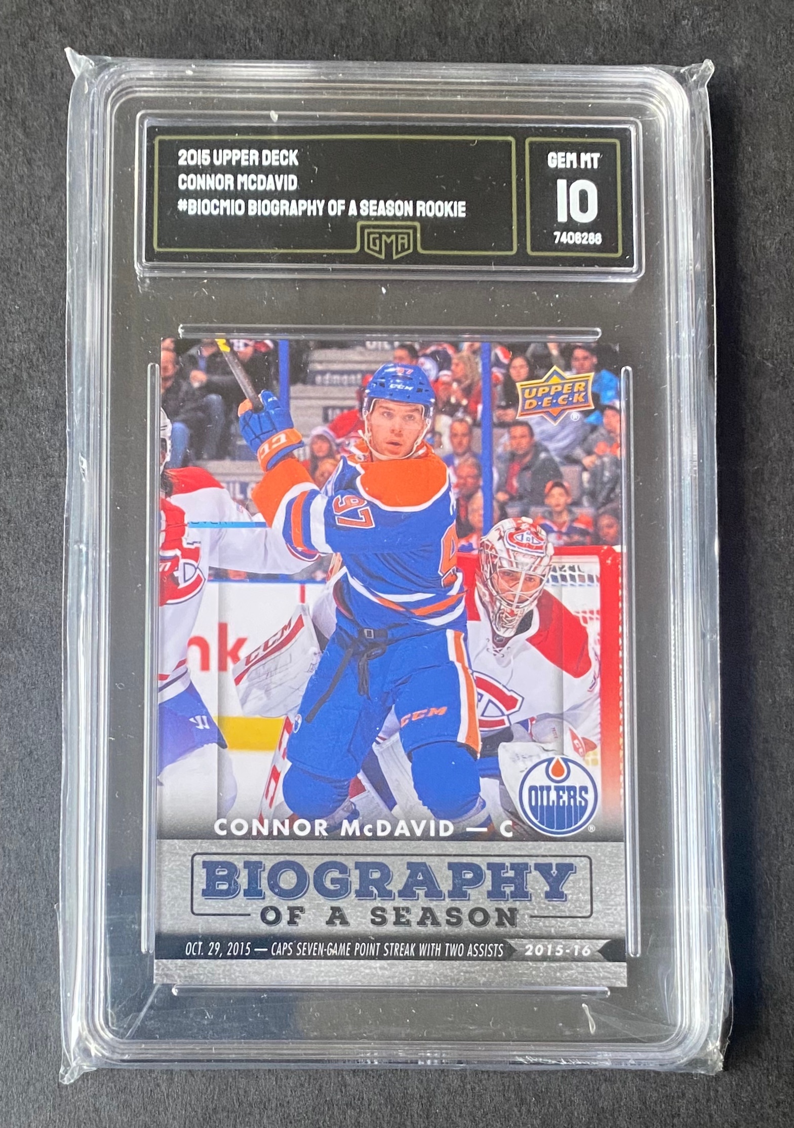 2015 Edmonton Oilers Connor Mcdavid Rookie #BIOCM10 Mint GMA 10
