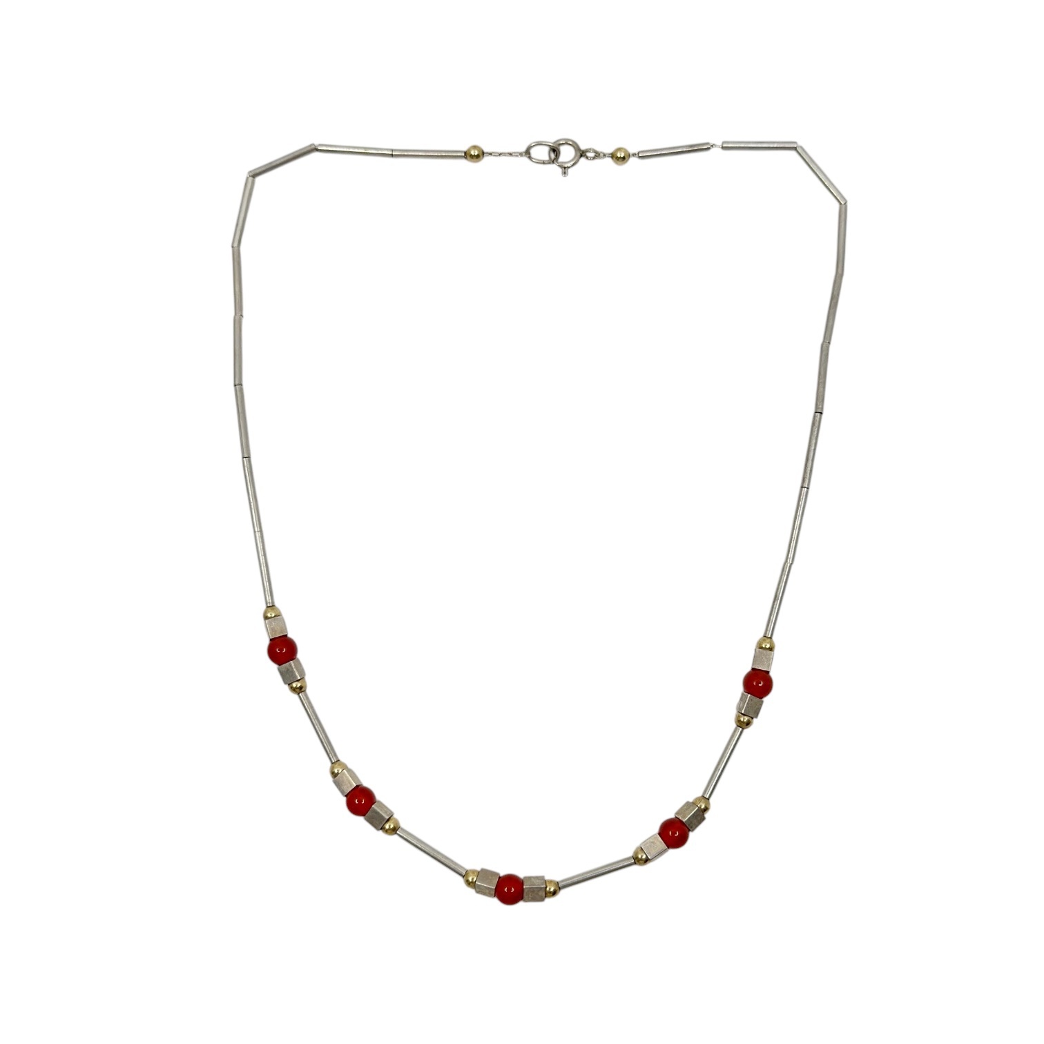 sterling silver & gold filled carnelian bead necklace - GM1022 - photo 3