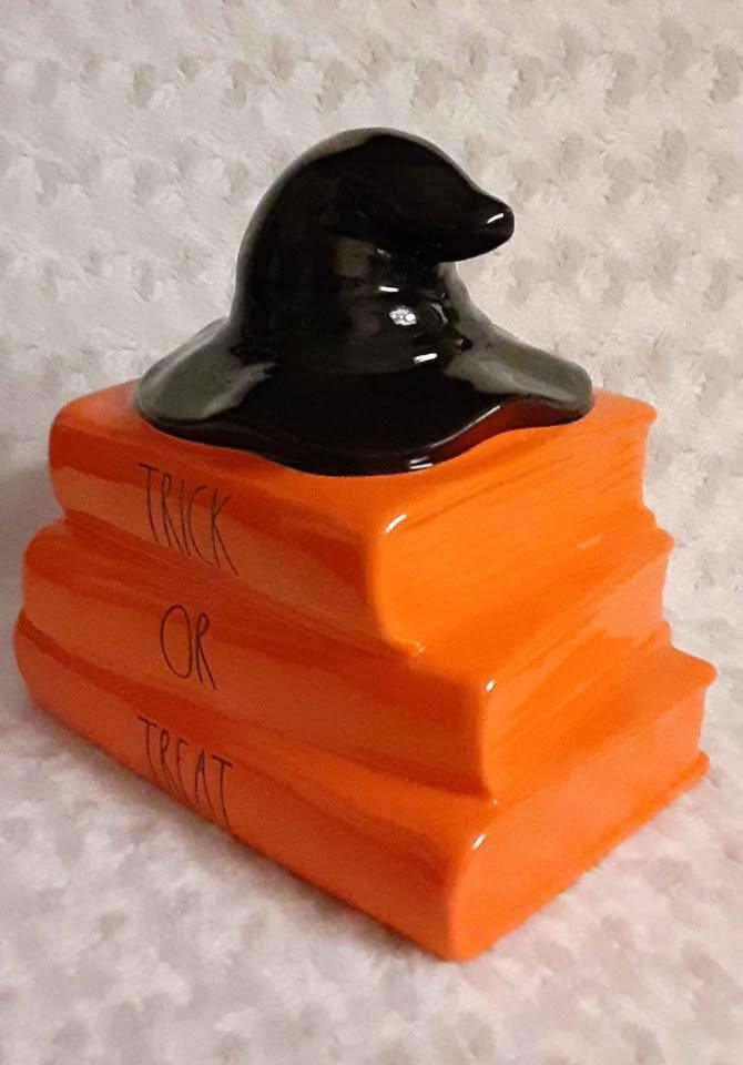Rae Dunn Halloween Trick or Treat Orange Books w/ Witch Hat - photo 4