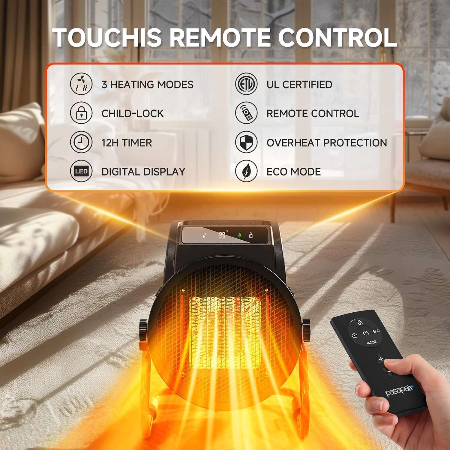 New Electric Heater Fan with Remote For Sale - photo 3