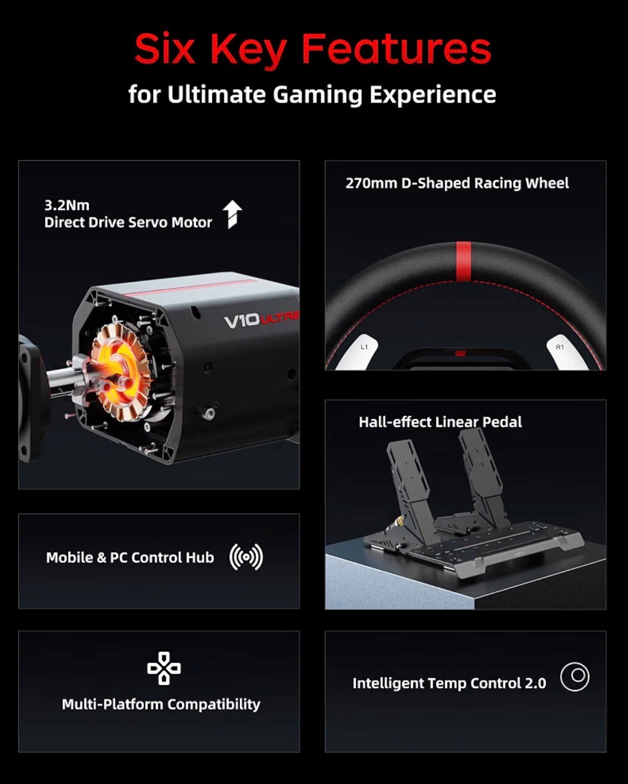 NEW: V10 Ultra Direct Drive Gaming Steering Wheel 4 Paddle Shift - photo 2