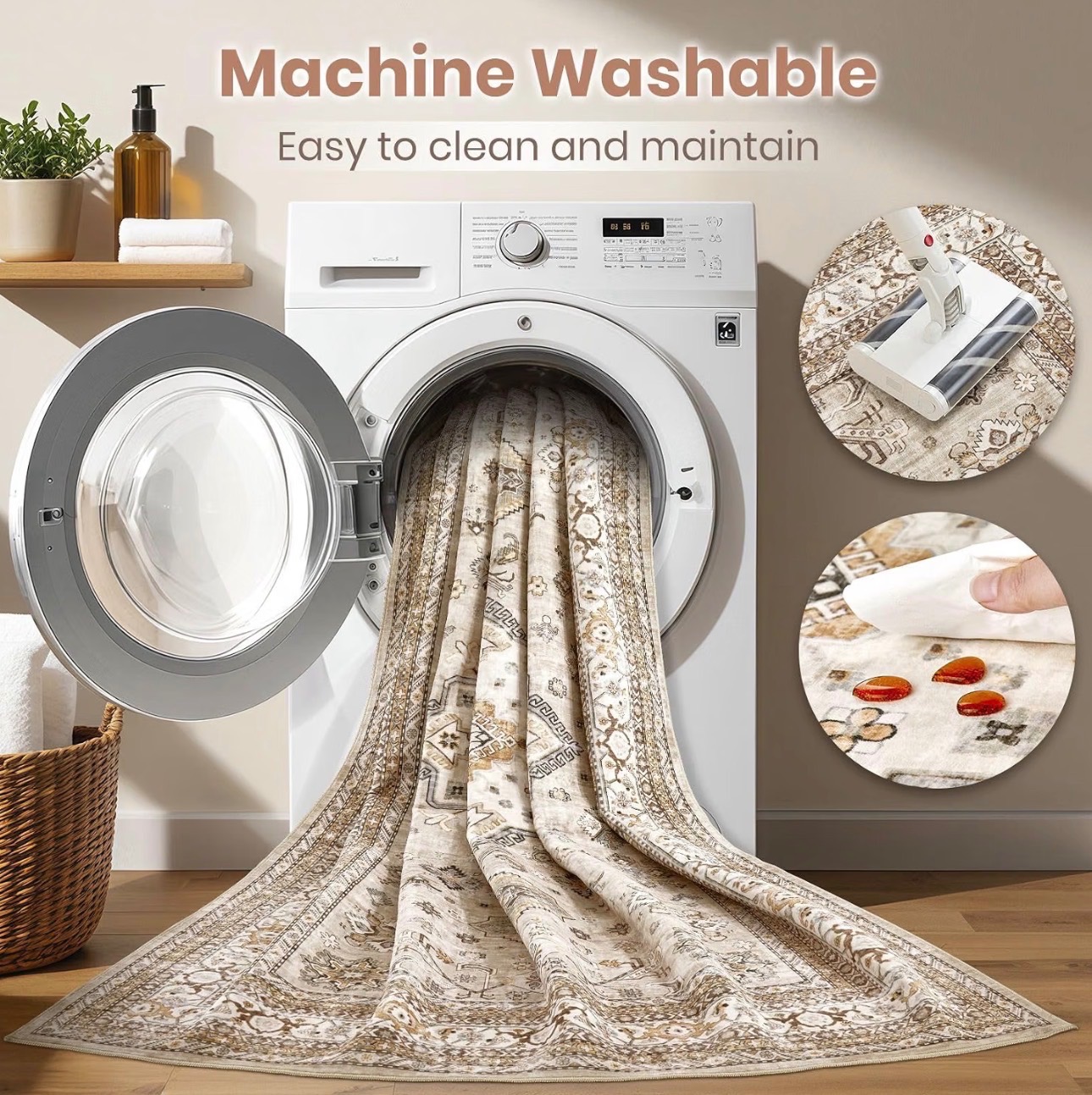 9x12' Area Rug Washable Soft Distressed Oriental Design - photo 2