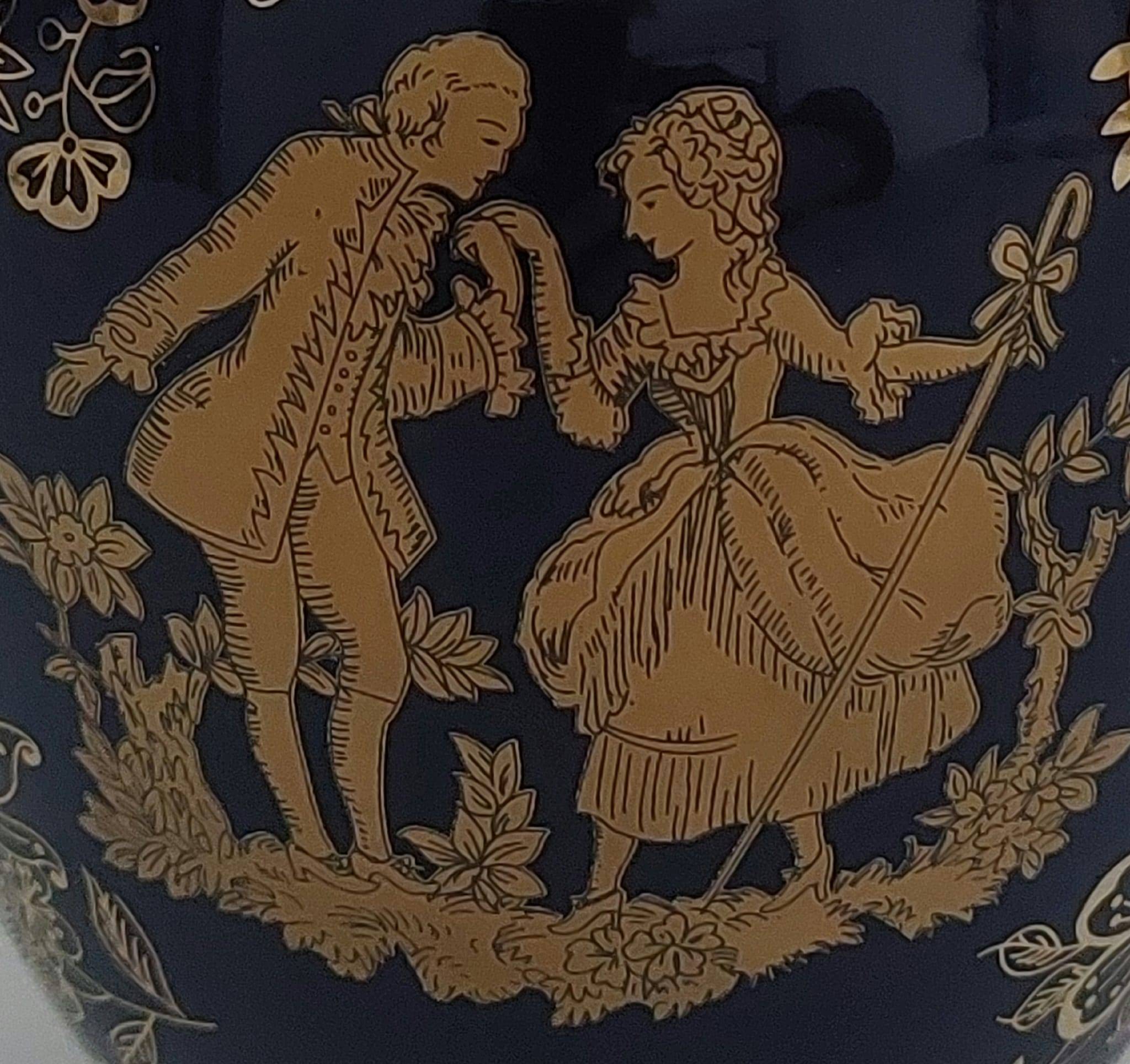 Vintage Cobalt Blue Limoges Porcelain Lidded Ginger Jar - photo 3