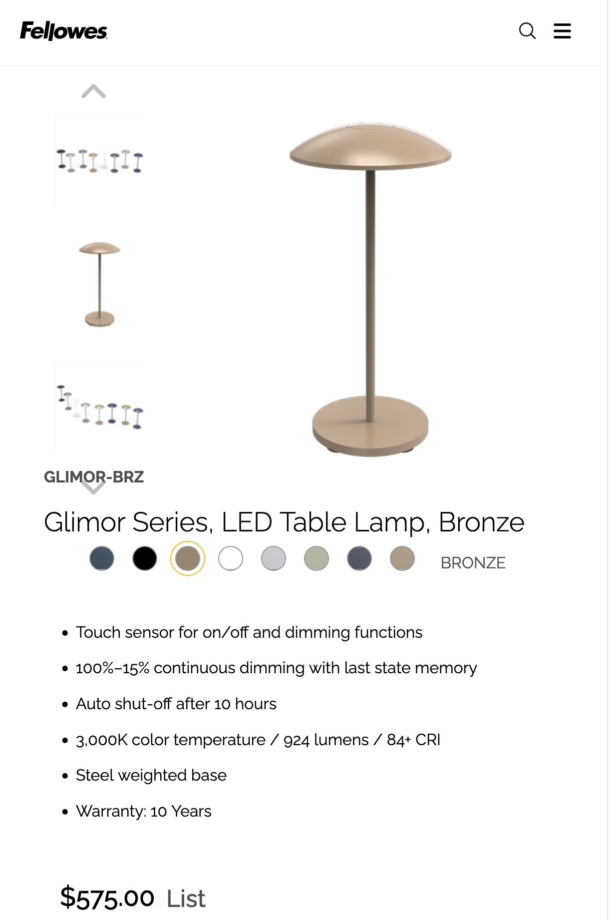 Fellowes Glimor LED Table Lamp — Brand New in Box (Bronze) - photo 4