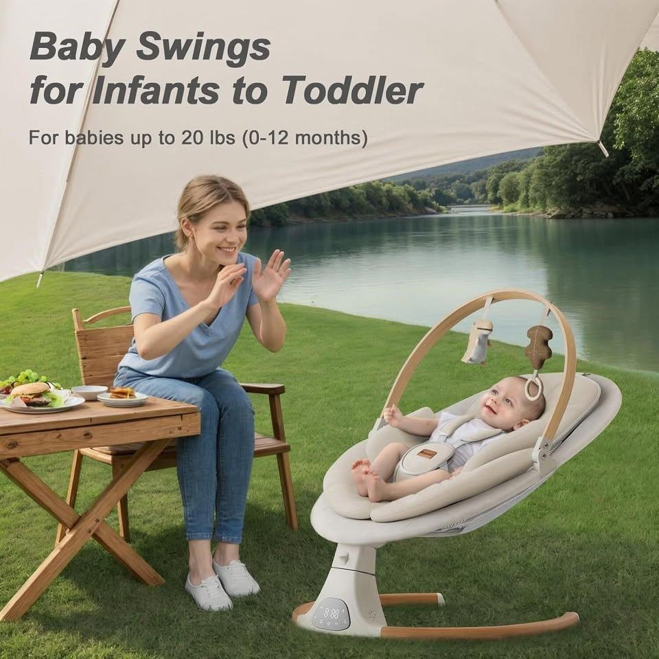 49. Monamii Baby Swing: 5 Speeds, Bluetooth - photo 4
