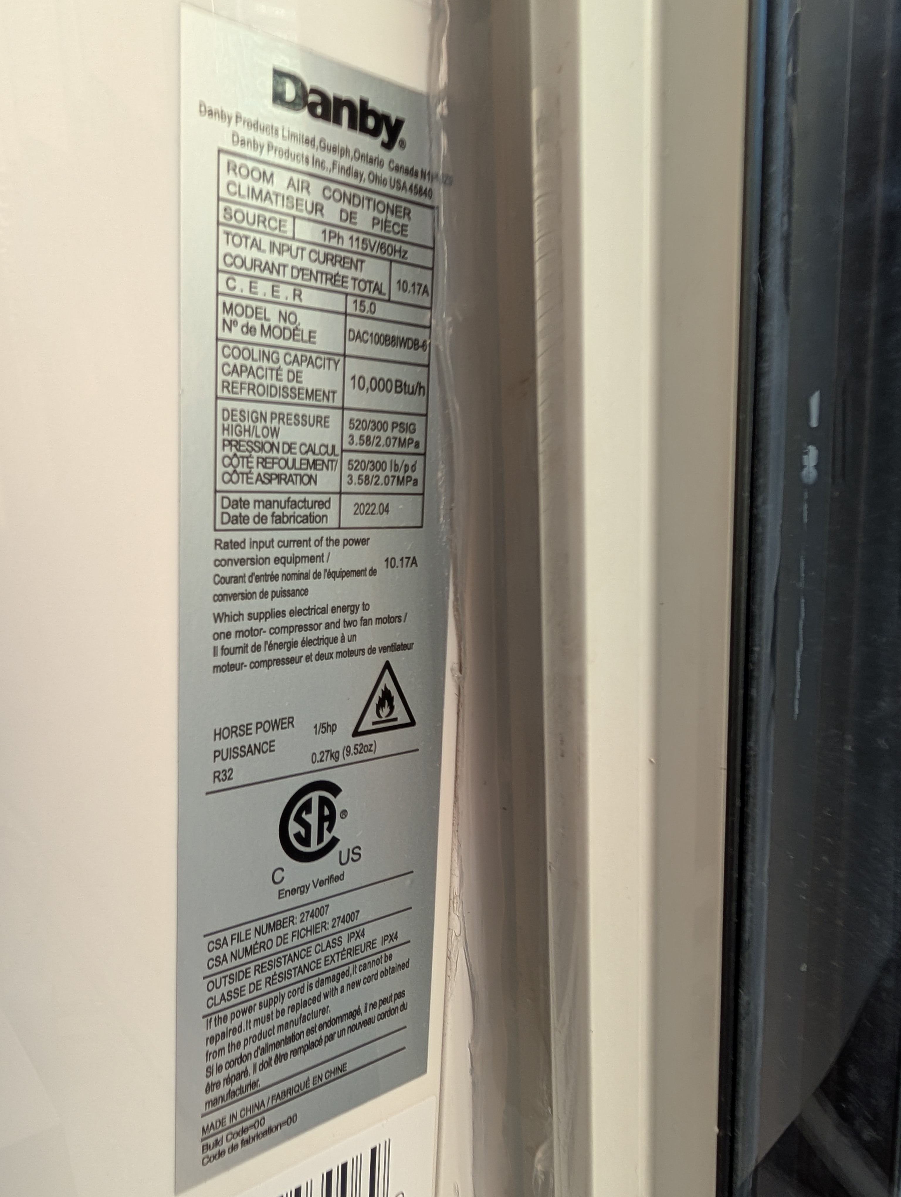 Danby 10,000 BTU Inverter Window AC + Remote - photo 4