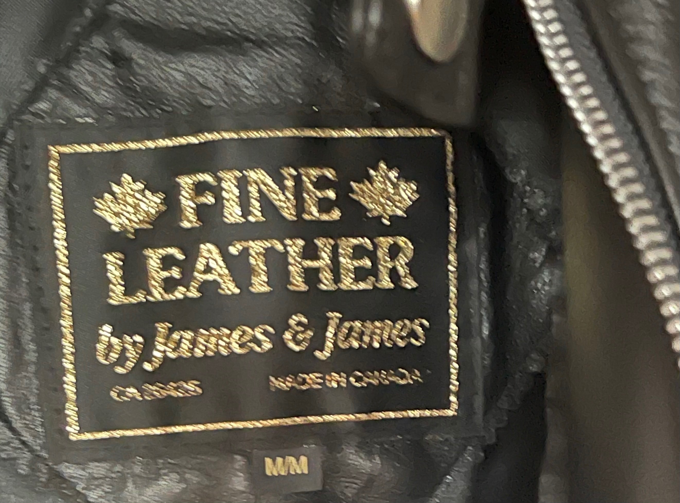 Made in Canada James & James Black Leather Moto Jacket - Size M - photo 3