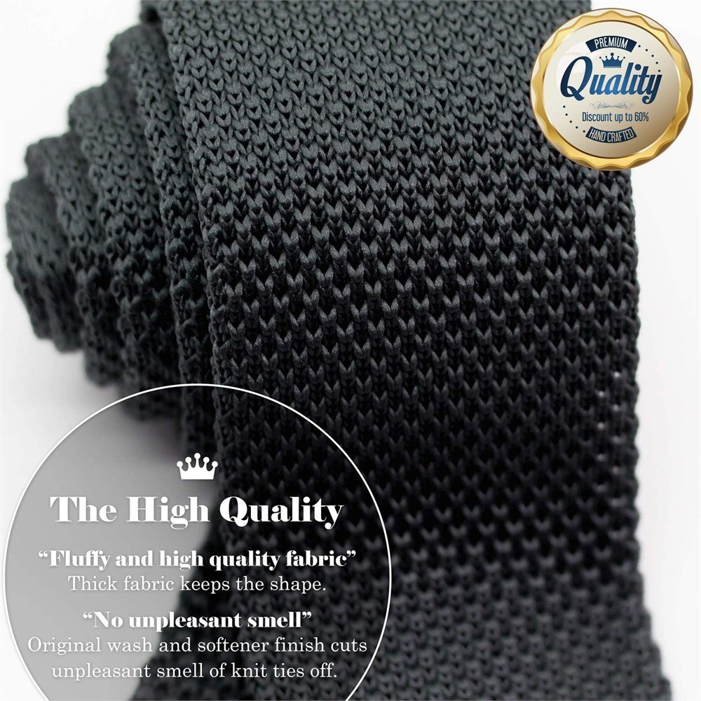 Men’s Slim Knit Tie 2.2” – Charcoal Grey - photo 5