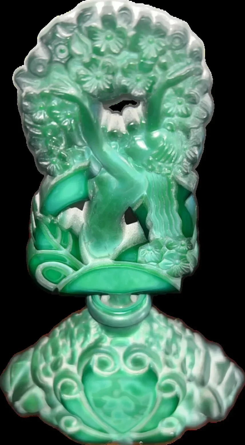 Vintage Czech Malachite Glass Perfume Bottle Nude