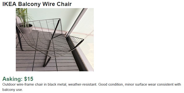 IKEA Balcony plastic Wire Chair
