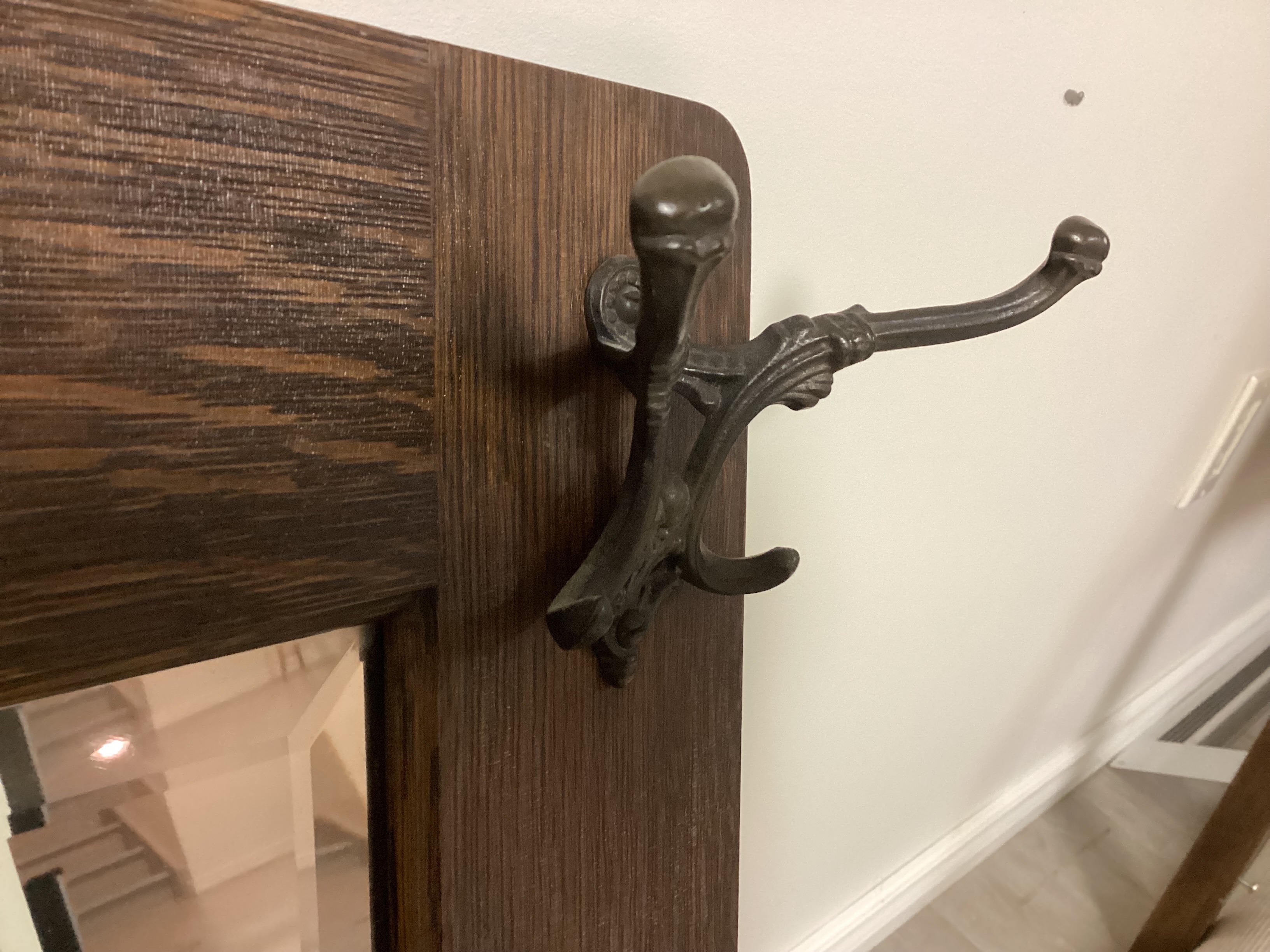 Antique Entryway Mirror Coat Rack - photo 2