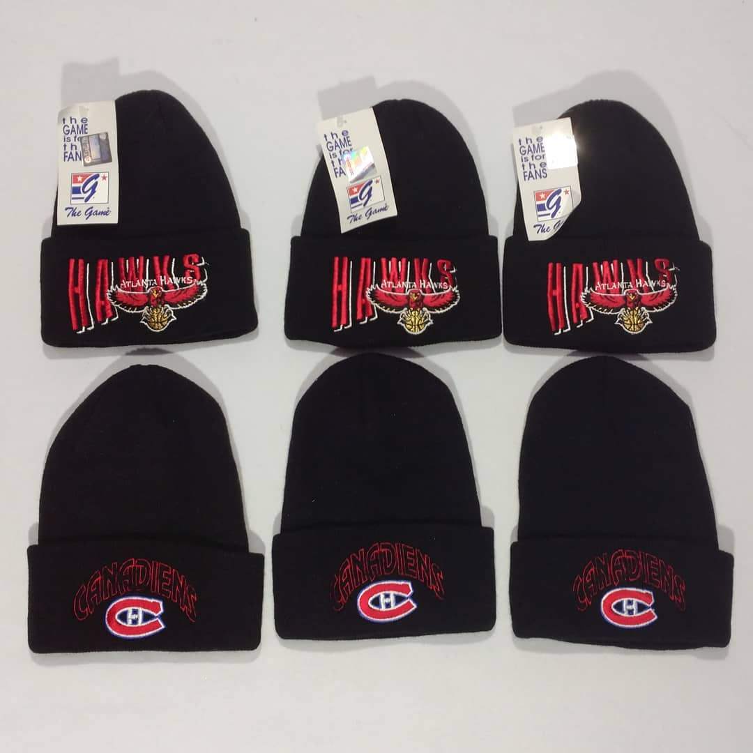 Vintage 90s Atlanta Hawks / Montreal Canadiens The Game Beanies