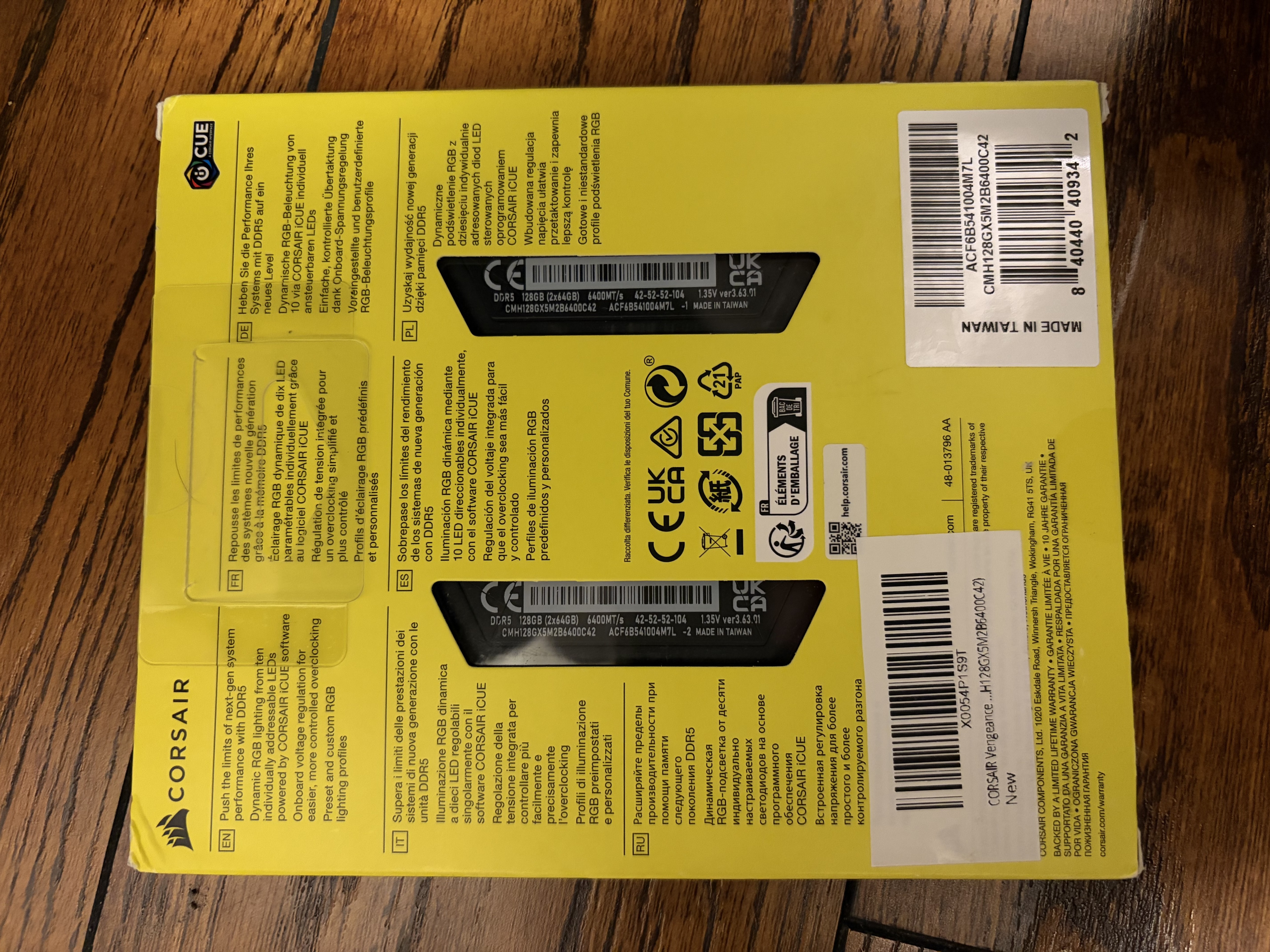 Factory-Sealed Corsair Vengeance RGB 128GB DDR5-6400 RAM - photo 2