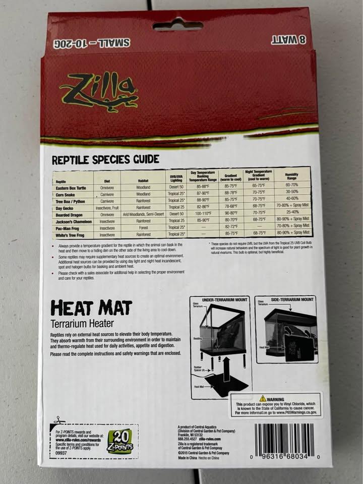 Zilla Small Heat Mat Terrarium Reptile Heater
