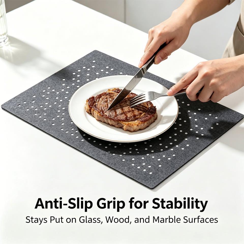 Grey Felt Placemats – Set of 4, 17.3 x 11.4 in - photo 3