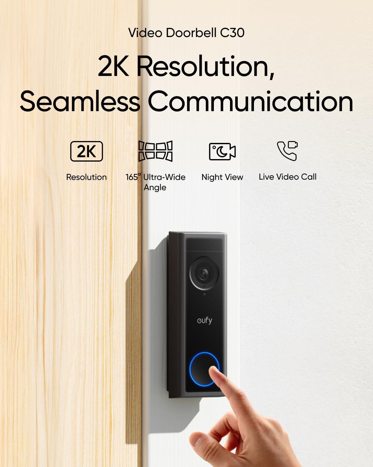 Anker eufy Video Doorbell C30, Battery Powered, 2K FHD, 16:9 - photo 2