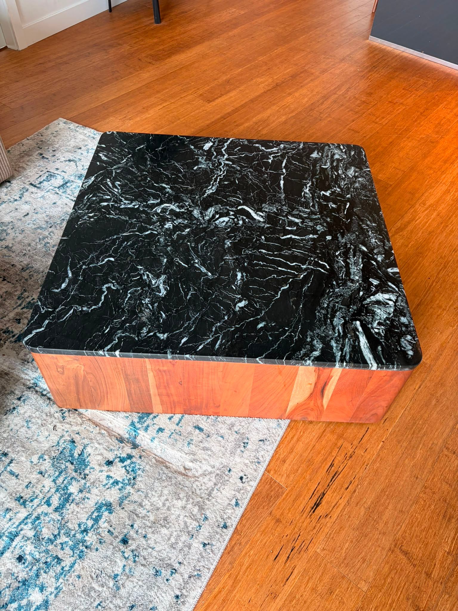 Sundays Marble Coffee Table - Black Marble Top, Walnut Base - photo 3
