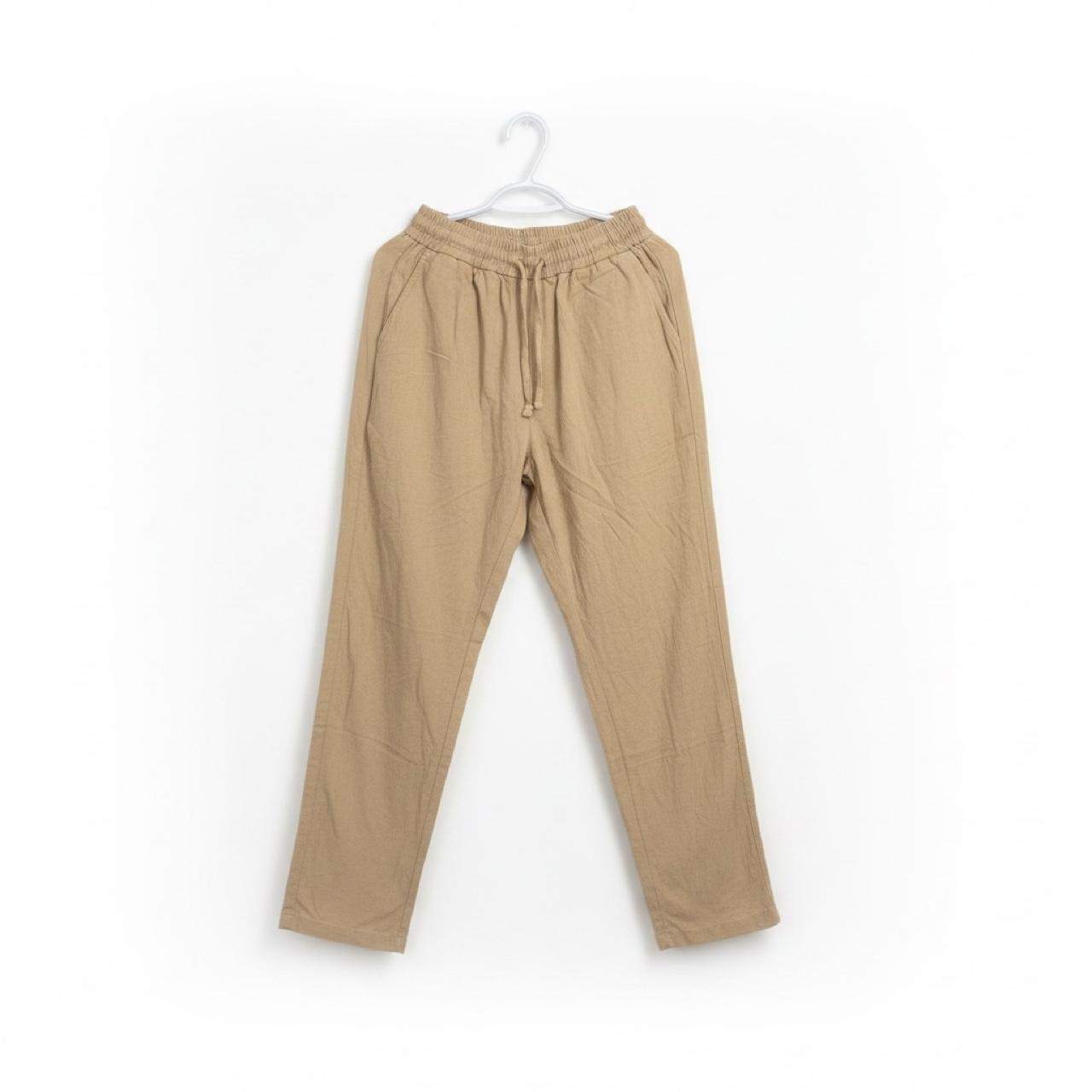 Tan Linen Pants Drawstring Waist – Size M – Brand New