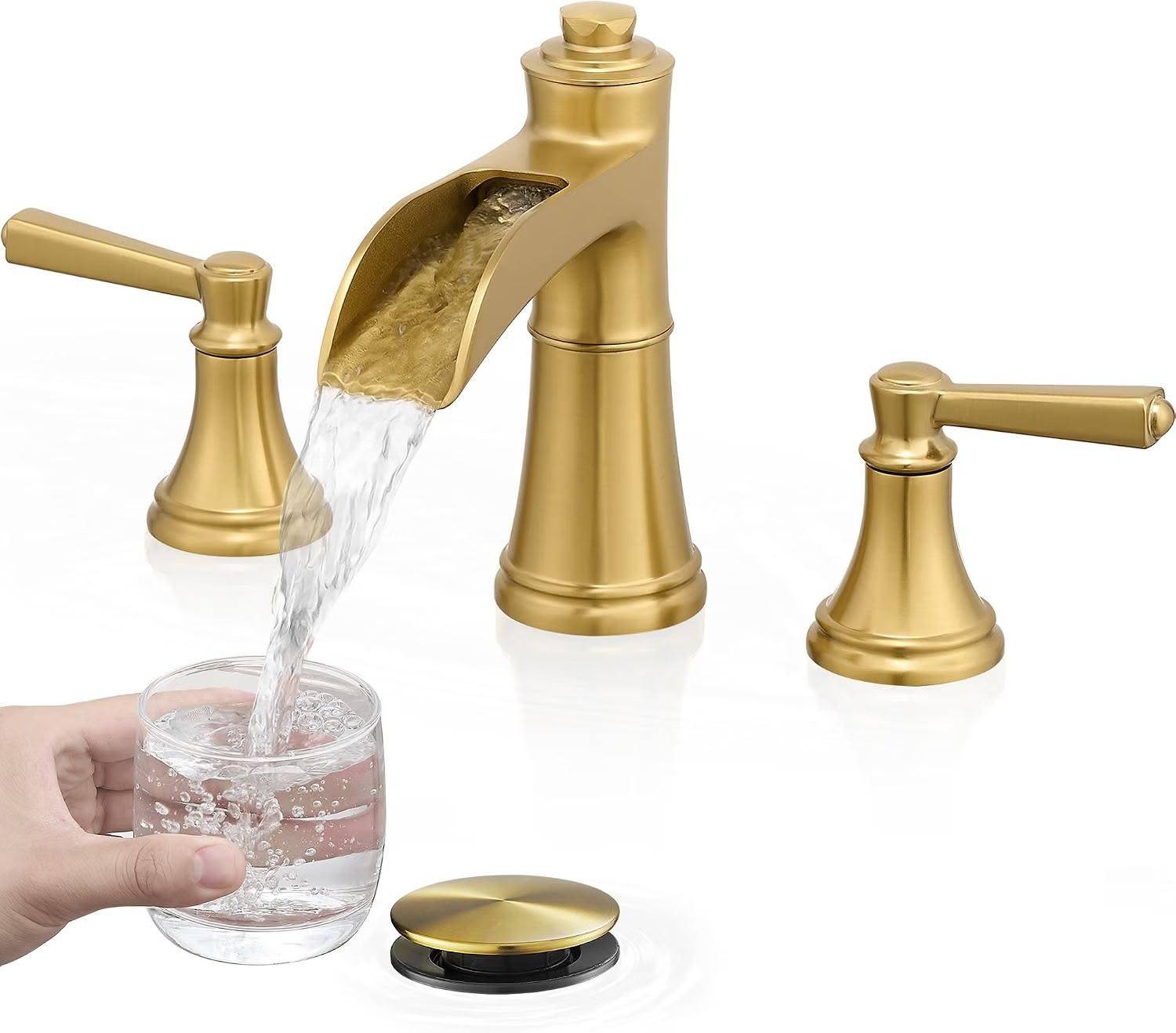 Brushed Gold Waterfall Bathroom Faucet
