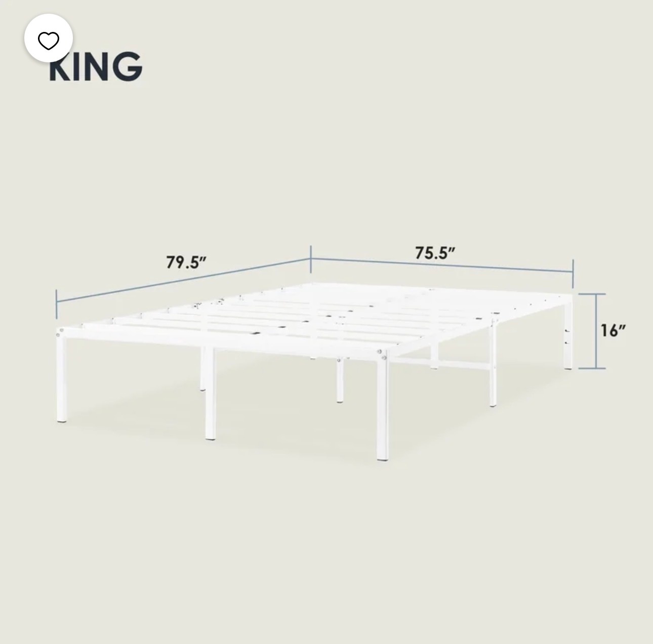 Mellow Mattress 16" Metal Platform Bed Frame King Heavy Duty - photo 2