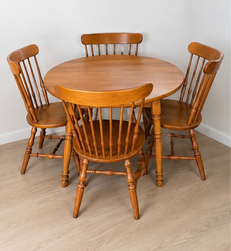 Solid Wood Dining Table and 4 Chairs Set