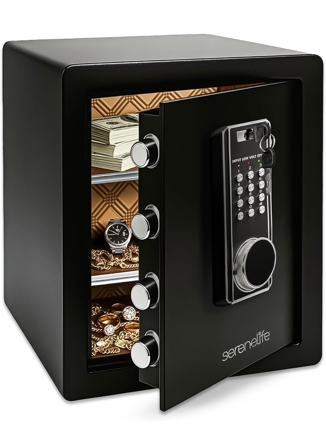 Electronic Digital Safe Box Dual Alarm System Hidden Keyhole - photo 2