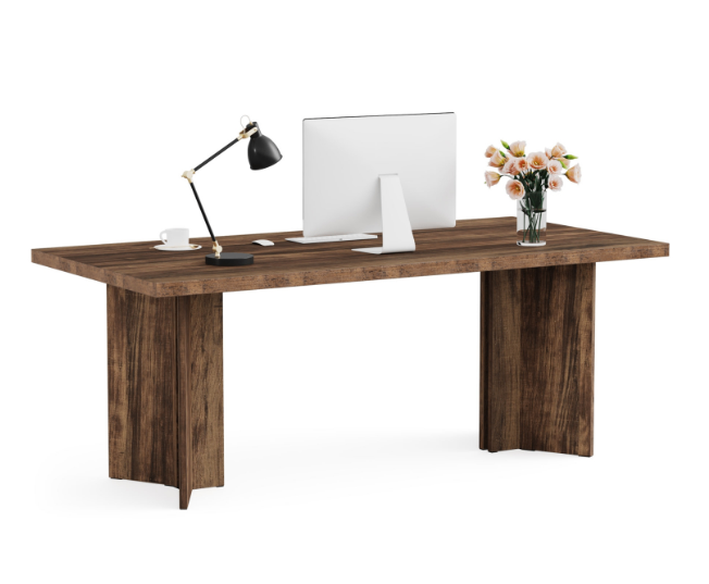 63-inch Executive Desk, Vintage Office Computer Desk Large Table - photo 5