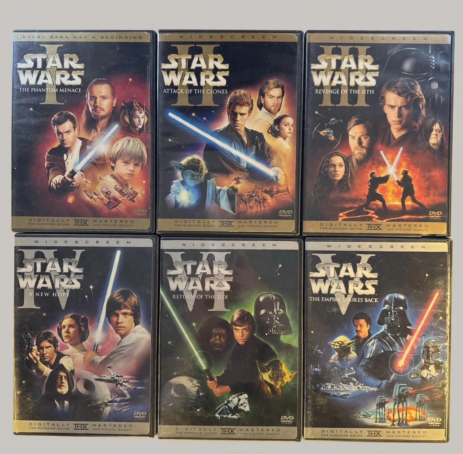 Star Wars Episodes I-VI Complete DVD Lot Widescreen THX Edition