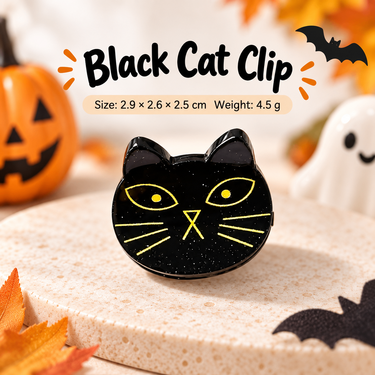 Halloween Hair Clips Set – Ghost, Pumpkin & Black Cat - photo 5